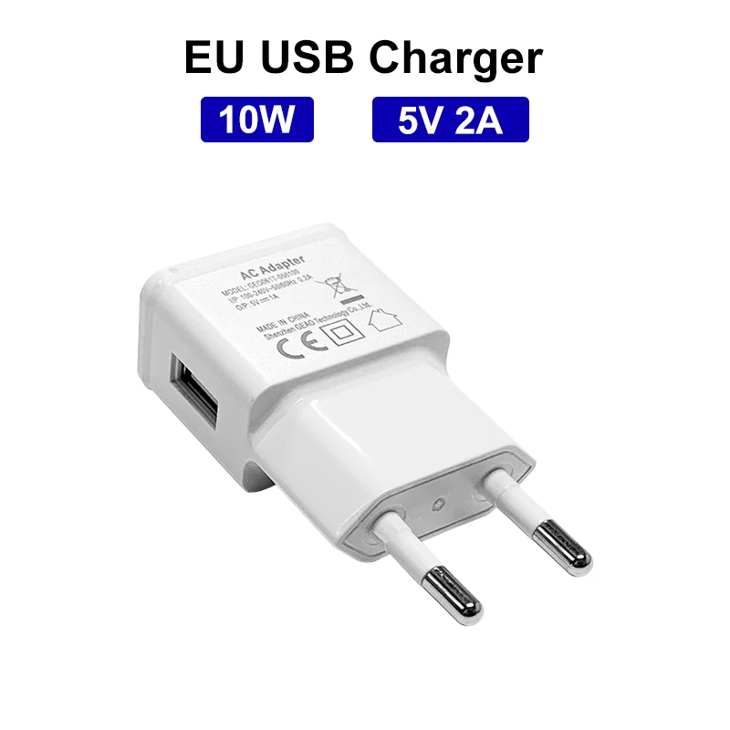 10W USB Wall Charger 5V 2A Power Adapter Universal CE Certified USB EU Plug Cell Phone Charger Compatible with Samsung Galaxy