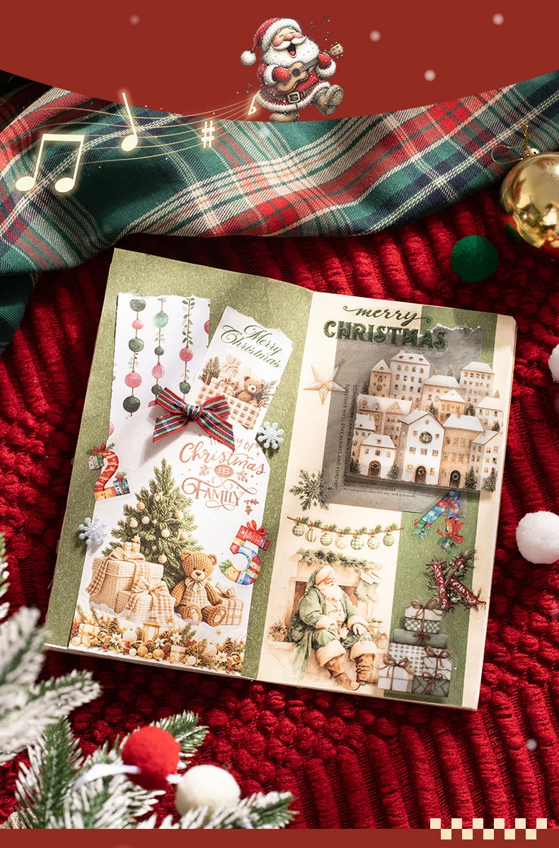 Journal GO 50 Blatt Weihnachts-Stickerbuch Spiralgebunden PET & Washi-Aufkleber für Karten, Scrapbooking, Journale, Planer & Bastelarbeiten – Detail 12