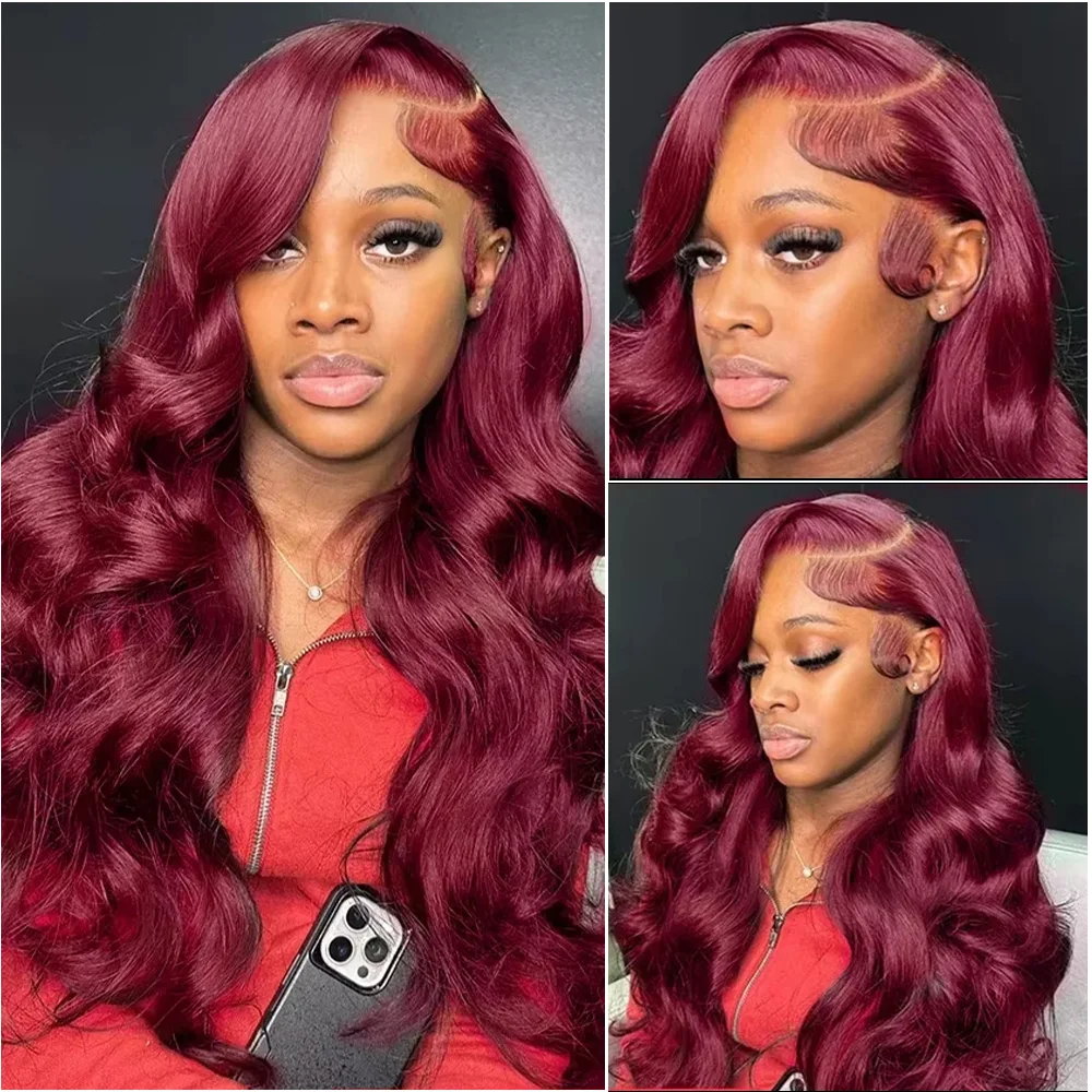 200% الكثافة بورجوندي 13x6 HD الدانتيل أمامي باروكة من شعر طبيعي 99j الجسم موجة 13x4 الدانتيل الجبهة الباروكات شعر الإنسان البرازيلي الدانتيل الباروكات