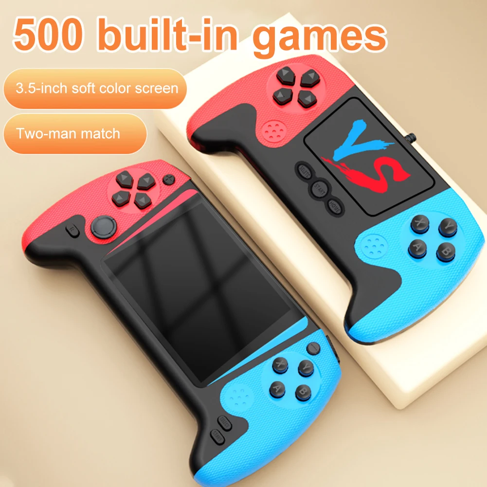 Console de jogos portátil retrô com tela LCD de 3,5 polegadas, console de jogos com 500 jogos embutido, console de jogos portátil de 1200mAh para crianças e adultos
