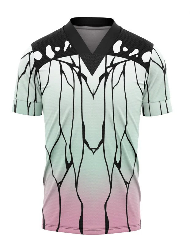 Ghostblade Butterfly Ninja V-neck Breathable Mesh Butterfly Wings Gradient Green Pink Printed Anime Casual Sports Jersey