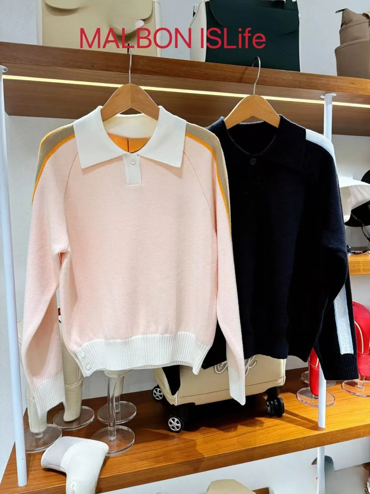 Outono e inverno roupas de golfe feminino crewneck manga longa camisola de golfe malhas alta elástica magro-ajuste esportes moda quente