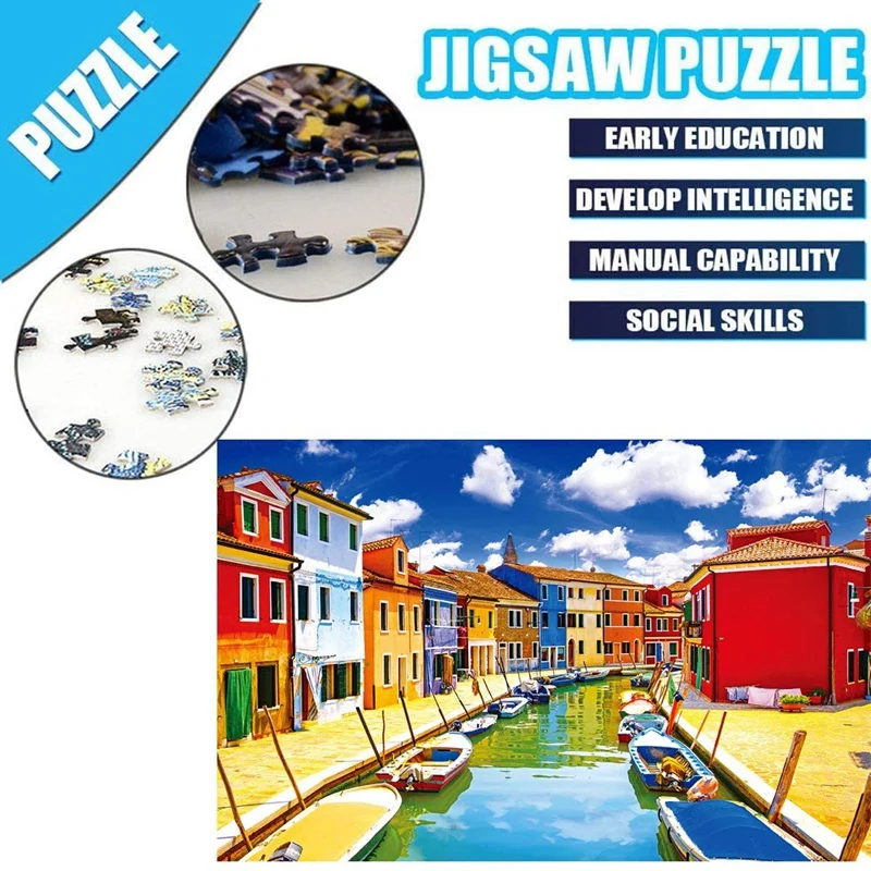 1000 Piece Jigsaw Puzzles For Adults Kids, Jigsaw Intellectual Educational Game Difficult And Challenge/Burano