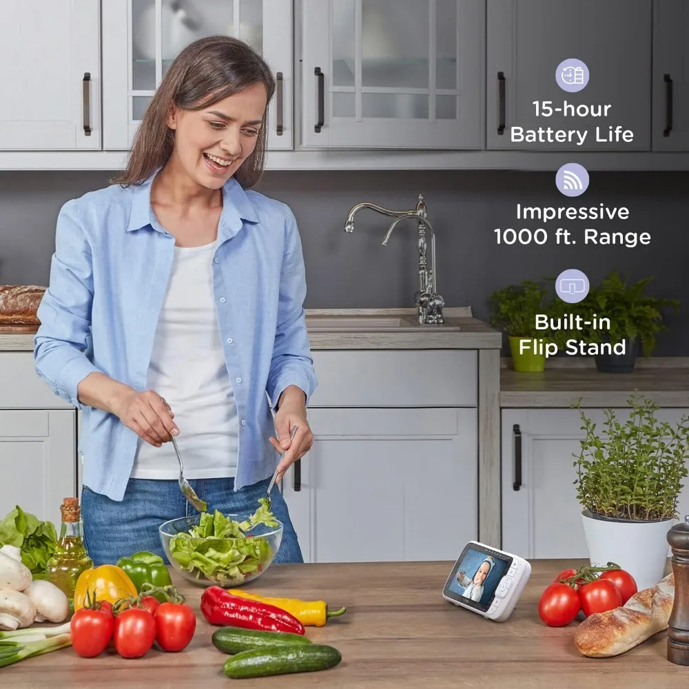 Hubble Connected Nursery Pal Link Premium Smart Connected, Wi-Fi Enabled Baby Monitor With Large 5-Inch Color Parent Unit Viewer