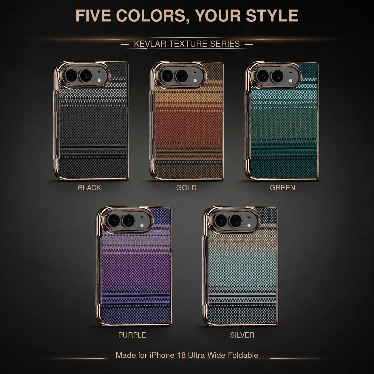 5 Colors Carbon Fiber Pattern Case for Apple iPhone Duo Wide Foldable Built-in Magnets Front Back Integrated Protective Shell
