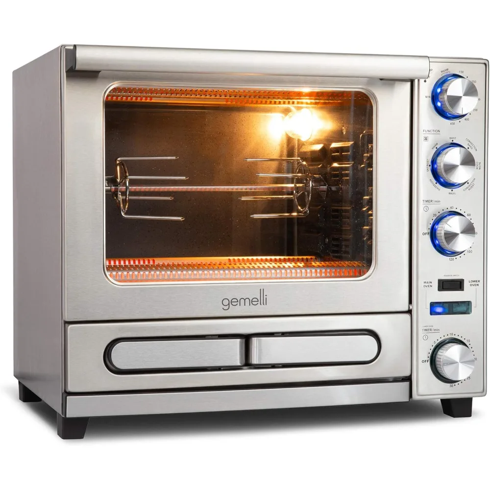 

Stainless Steel Finish Professional Grade Convection Oven w/Built-In Rotisserie and Convenience/Pizza Drawer, Countertop Sized