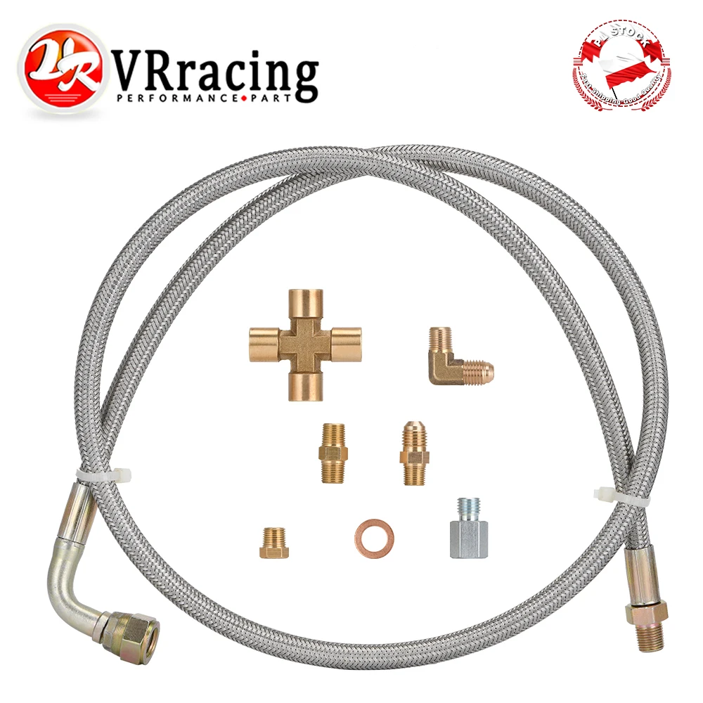 

VR - 1/8 NPT 4AN Turbo Oil Feed Line Oil Return Line Oil Drain Line Kit For T3 T4 T3/T4 T04E T70 T66 T67 Gt35 Gt45 VR-TOL33