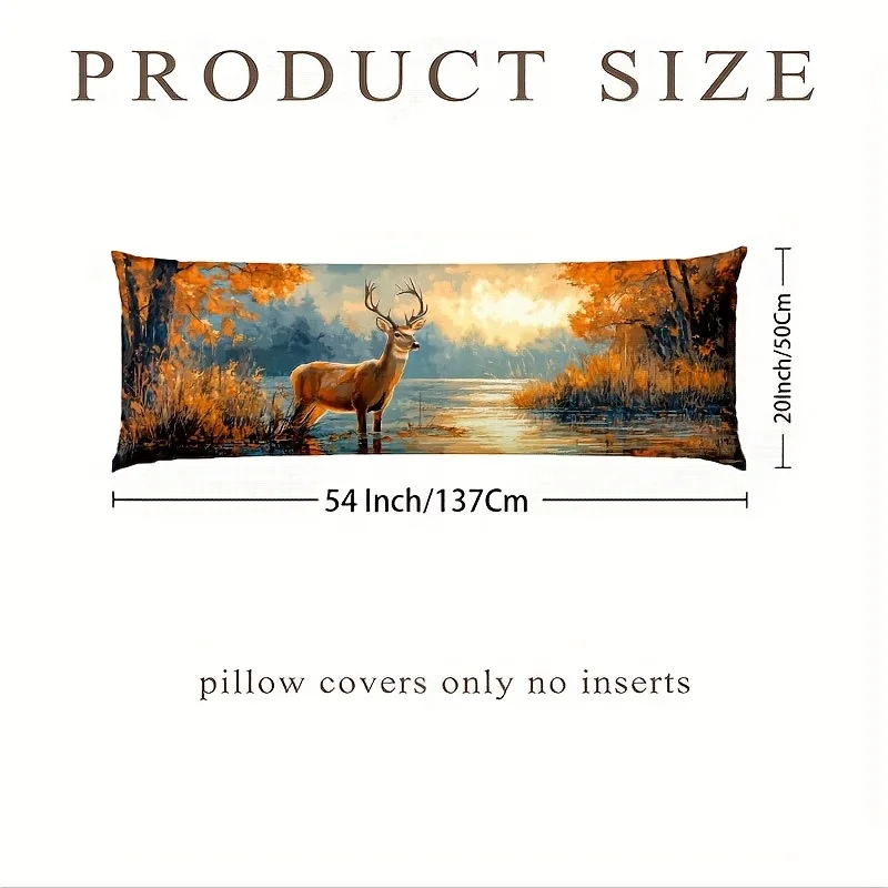 1pc Rustic Deer Print Pillowcase Suitable for Bedding - Double-Sided Short Plush Cover with Zipper Closure, White-Tailed Deer Pa