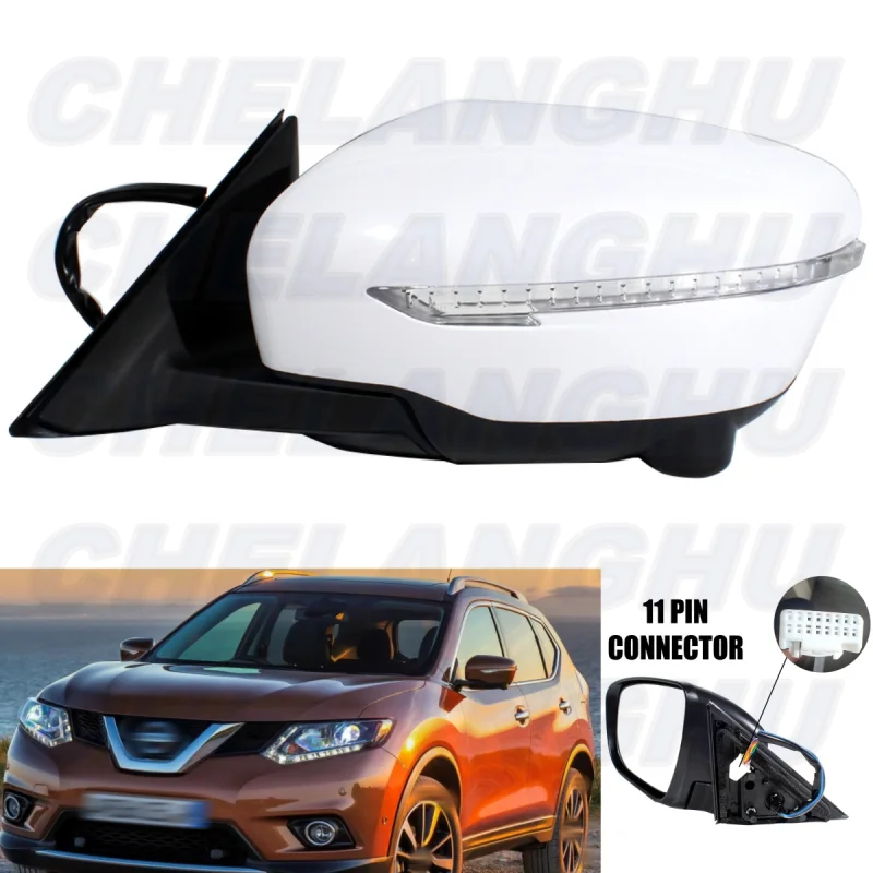 

For Nissan X-Trail T32 2014 2015 2016 2017 2018 2019 Left Side 11Pins White Paintable With Camera Mirror Assembly