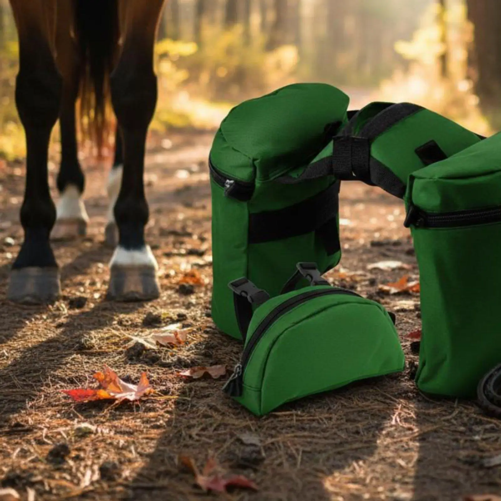 Horse Saddle Bag Set Sturdy Duty Saddle Pommel Bag Pair Zippered Closure