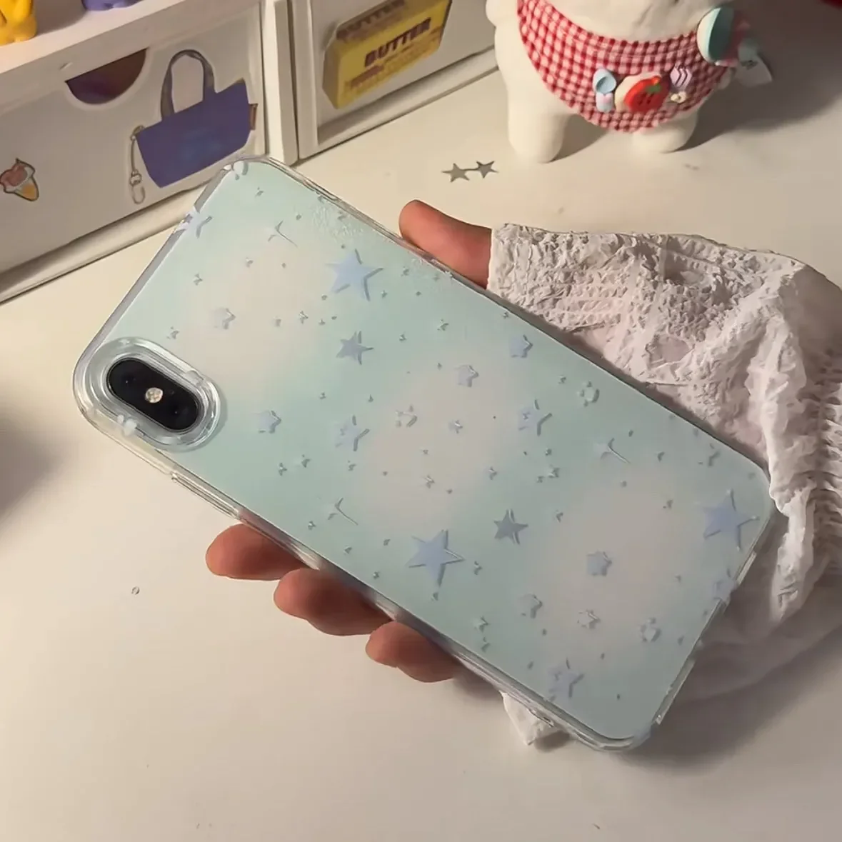 الكورية Ins بلانت الأخضر ستار Kawaii لطيف شفاء قضية الهاتف آيفون 16 15 14 13 12 11 برو ماكس زائد Y2K الإبداعية لطيف غطاء