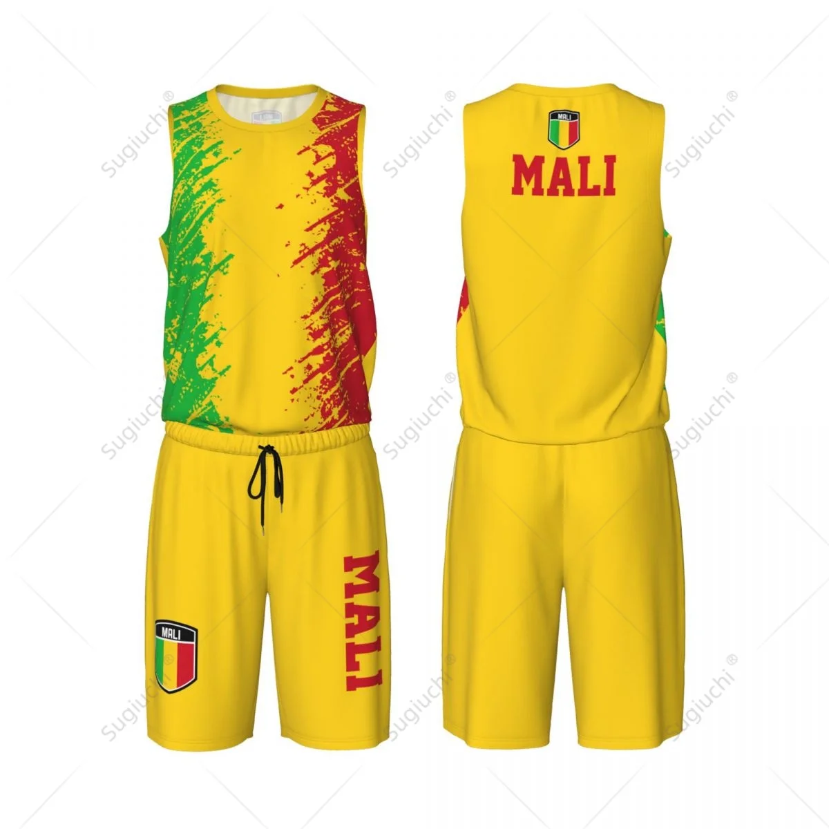 

Team-up Mali Flag Grain Men Basketball Jersey Set Shirt & Pants Sleeveless Custom Name Nunber Exclusive