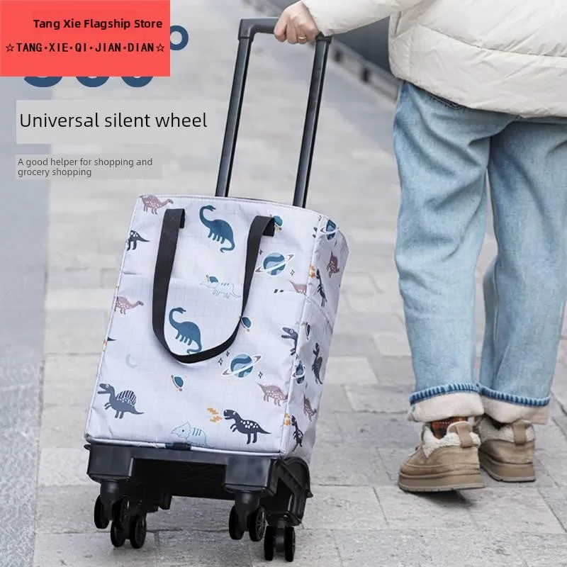 

Large Capaci Portable Four-Wheel cery op Cart Hand Tru Foldable Household Stainl Steel Retractable Handle