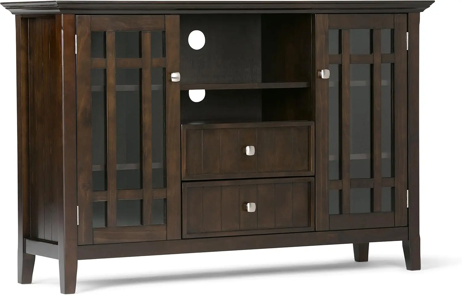 53 Inch Wide Transitional TV Media Stand in Dark Tobacco Brown for TVs up to 60 Inches, For the Li