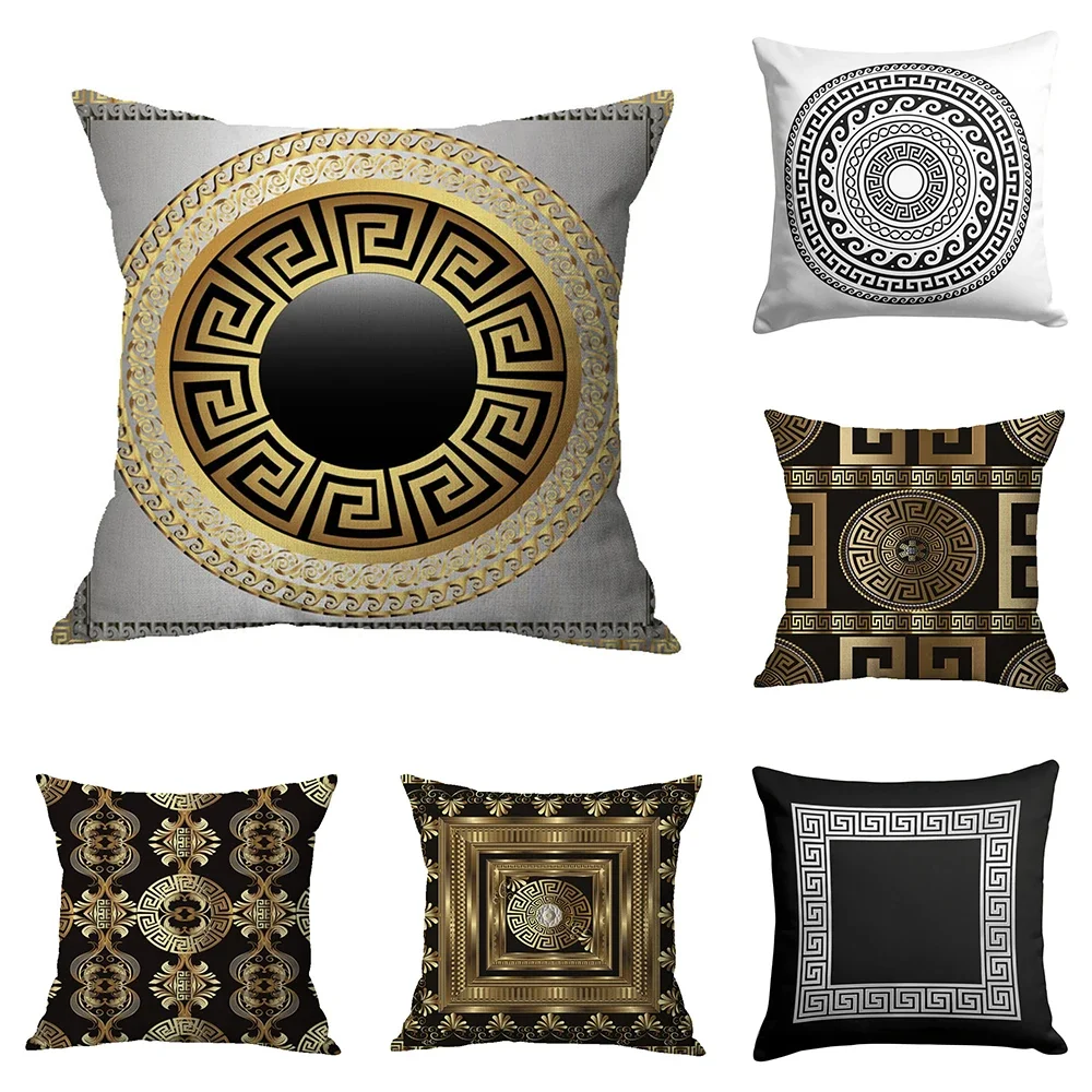 Black Gold Cushion Cover Line Pillow Case Home Pillowcase Car Pillows Decorative For Living Room Pillow Square Cushions Decor