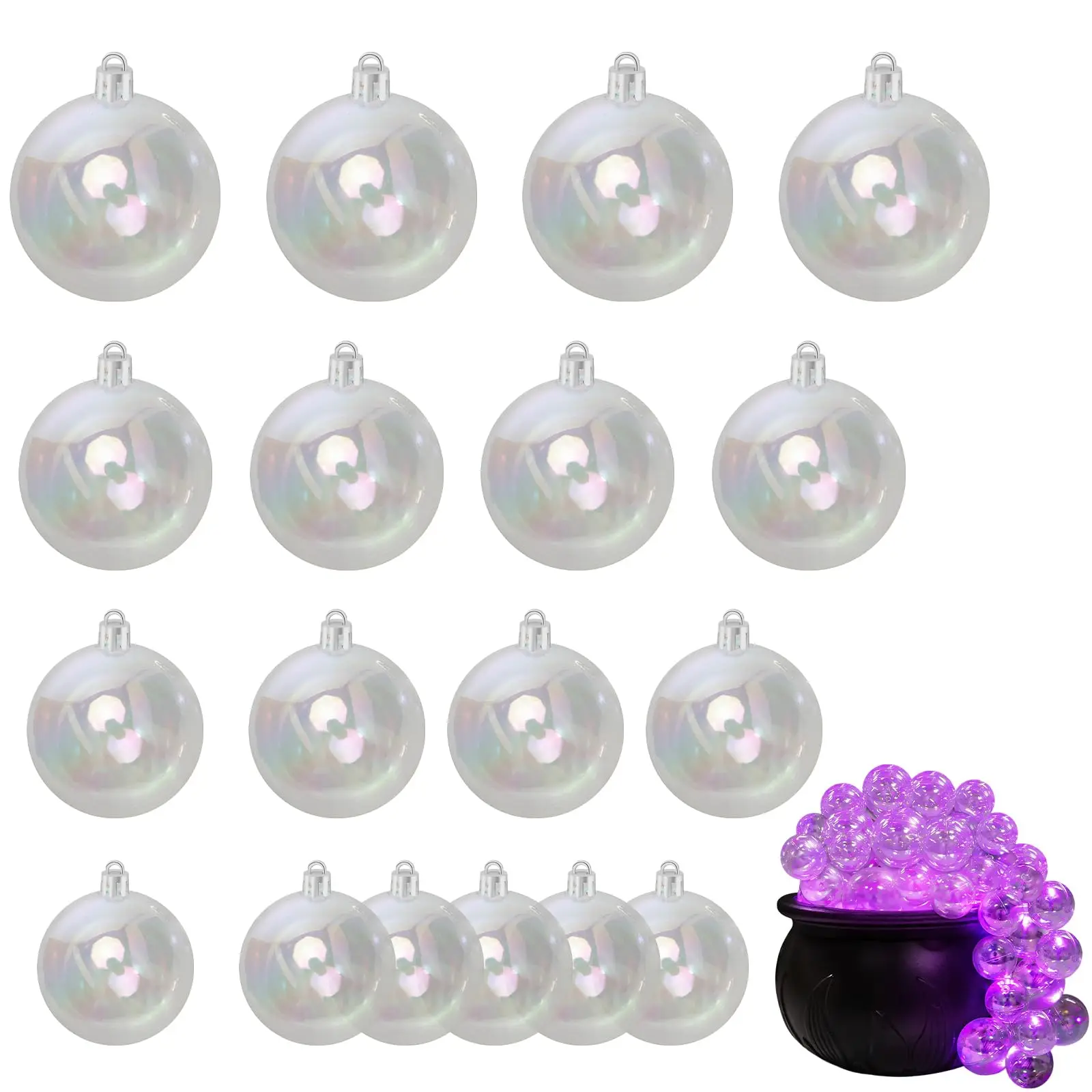 

Iridescent Ornaments Ball Clear Plastic Xmas Ornament Ball Sparkly Bubble Ball for Cauldron Halloween Decor Xmas Tree Decor