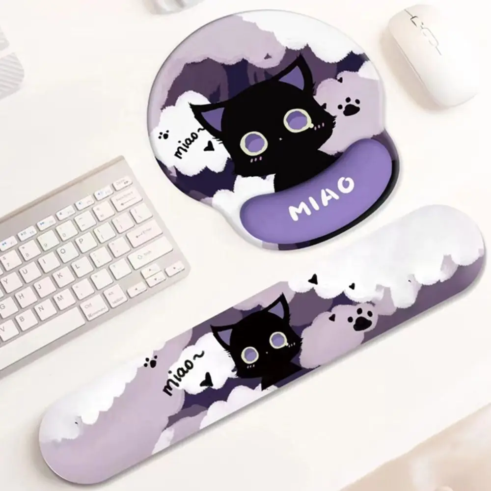 יד תמיכה חתול שחור חתול לא להחליק עכבר נוח יד לנוח פרק יד קריקטורה חתול מקלדת כרית סיליקון חמוד 3d חתול עמיד לחתול עכברים מחצלת