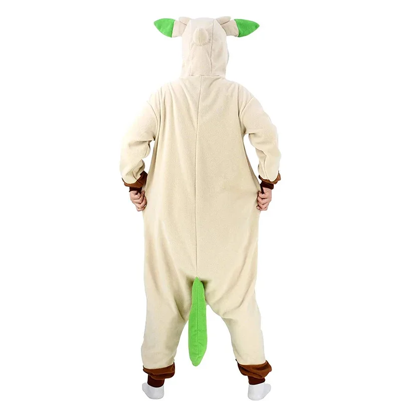 Leafeon macacão kigurumi para mulheres pijamas pijamas de uma peça adulto halloween roupas de corpo inteiro natal cosplay traje