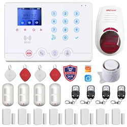 Wolf Guard W4Q WiFi + 4G Wireless Home Burglar Alarm System Kit. Tuya Smartlife APP Amazon Alexa, with Siren Door sensor