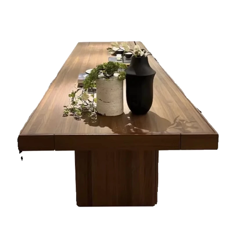 

Minimalist solid wood tea table combination, black walnut light luxury desk, dual-purpose Kung Fu tea table