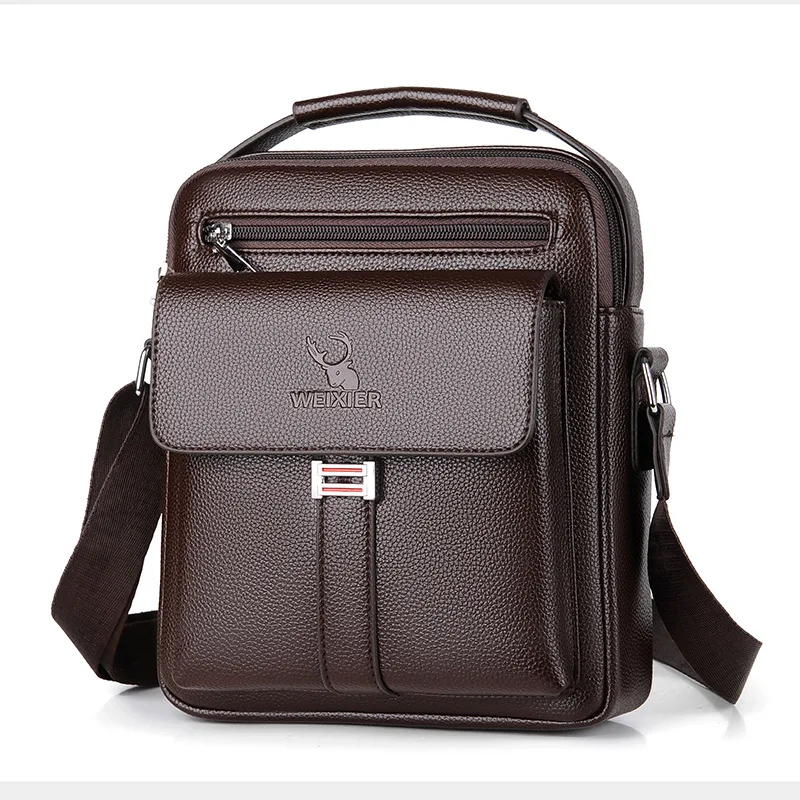 Weixier-Bolsas de ombro crossbody masculinas, bolsas vintage impermeáveis, bolsa de couro PU de grande capacidade, sacola mensageiro homem