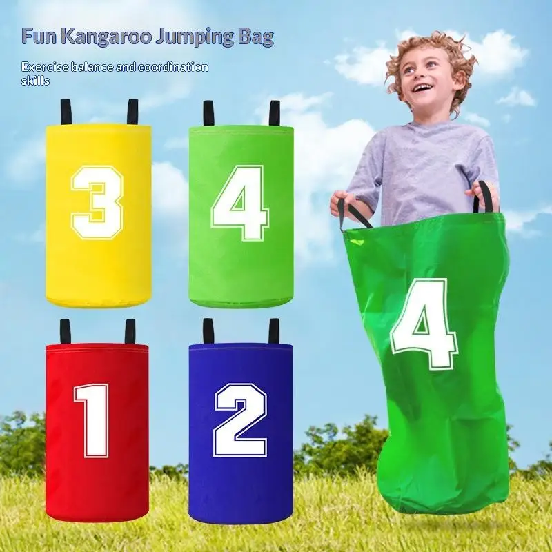 ถุงกระโดดเด็กหลากสี 1/4 ชิ้น พับเก็บได้ น้ำหนักเบา ถุงแข่งสนามเด็ก ถุงกีฬาแบบอินเทอร์แอคทีฟสำหรับพ่อแม่ลูก ถุงแข่งกลางแจ้ง