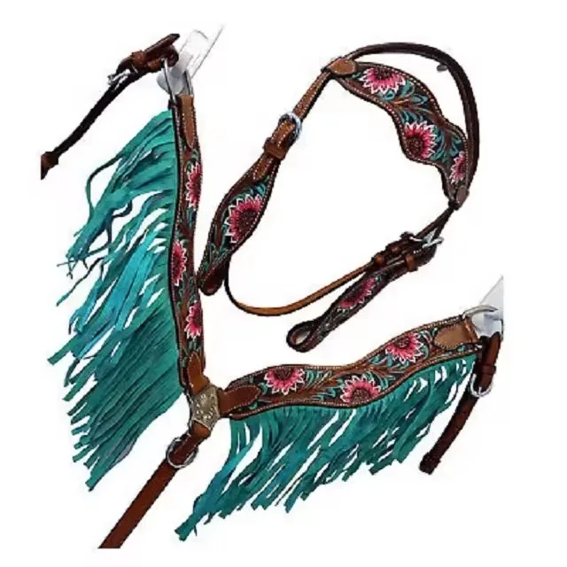 

Trendy Western Design Headstall & Breast Collar Set Lightweight Premium Quality Cowhide Leather Trending Seasonal Horse Tack