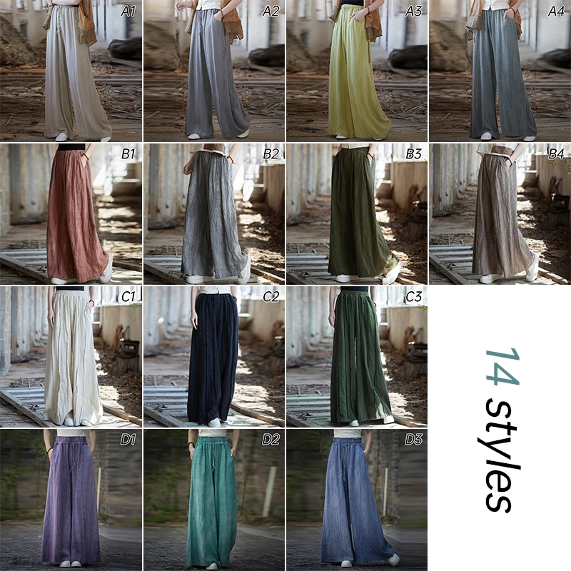 

Wide Leg Pants Pleated Chiffon High Waist Loose Skirt Pants Hem Large With Draped Women's Summer Elastic Waist Wide Leg Pant New