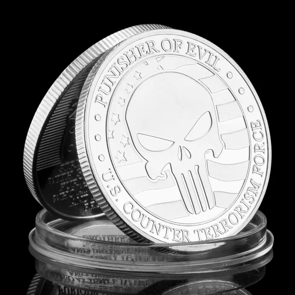 Gold Punisher Coin US Coanter-terrorism Force Souvenir Collectibles Plated Honor Coin Commemorative Coin