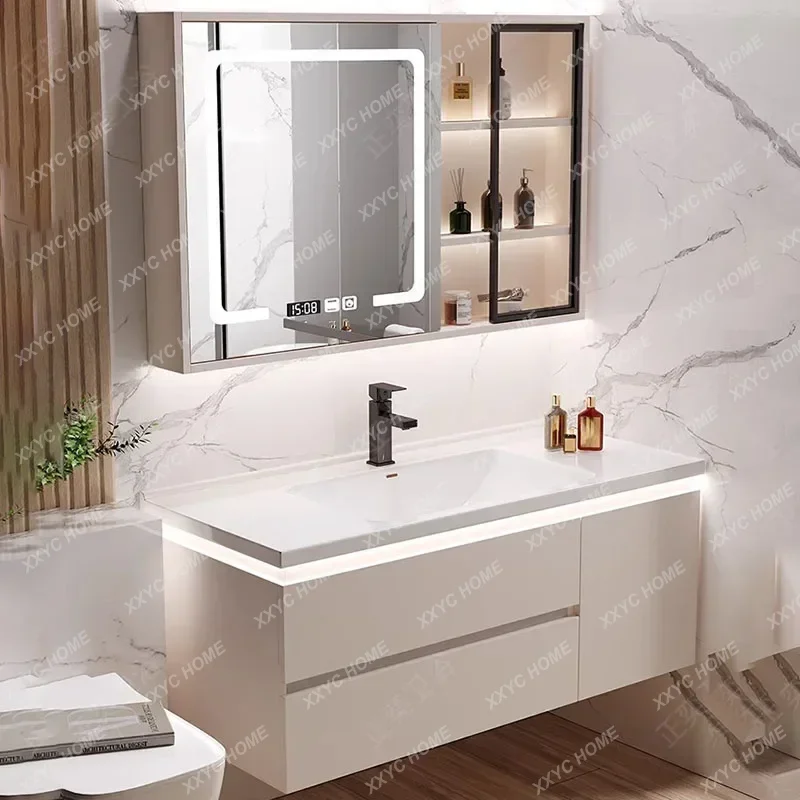 Ceramic Basin Integrated Intelligent Bathroom Cabinet Modern Minimalist Combination  Sink Washbasin Furniture