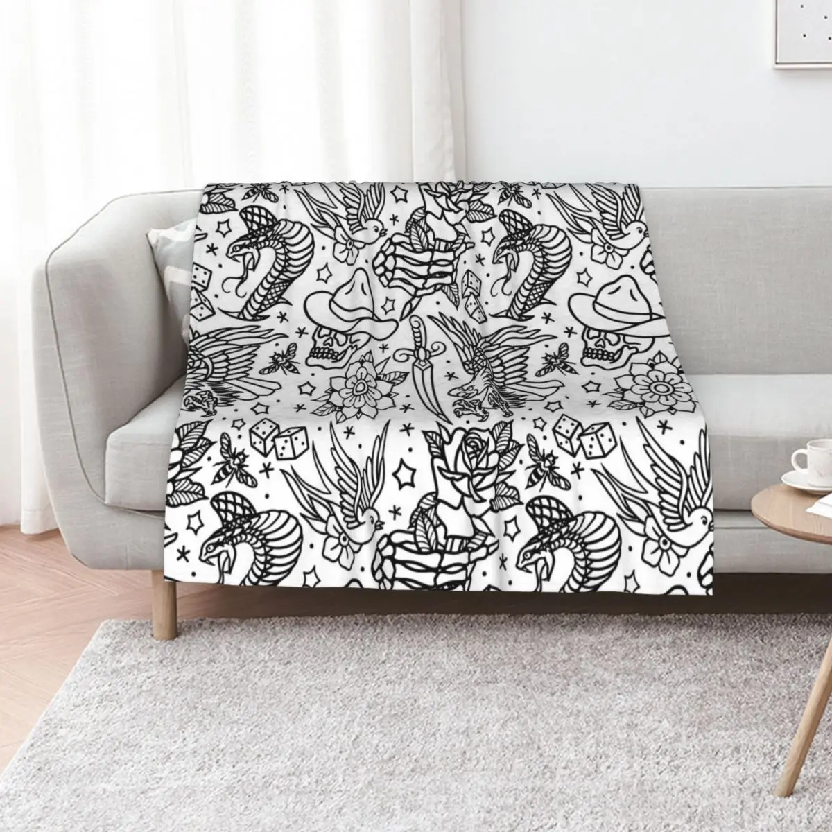 American Traditional Tattoo Flash Print Variant Throw Blanket Stuffeds Decorative Sofa Bed Fashionable Luxury Sofa Blankets