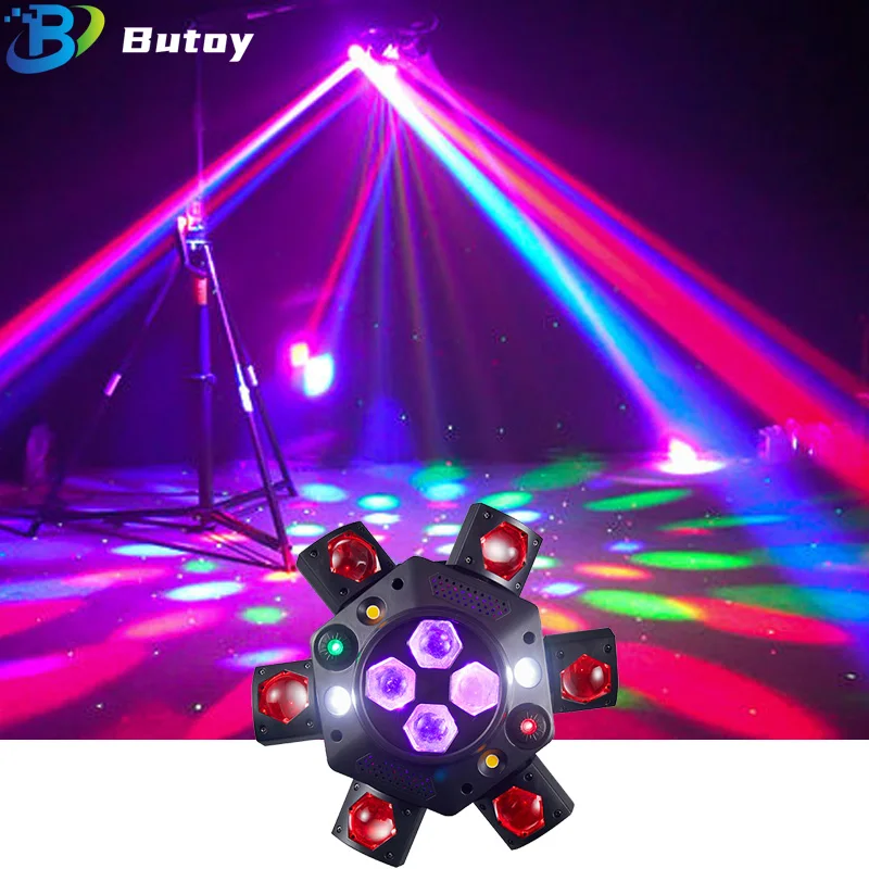

Миниатюрный лазерный дискотечный прожектор IP33 с шестью лучами, эффектом «пчелиный глаз», RGB-подсветкой, управлением DMX для рождественских вечеринок, клубов и сценического освещения