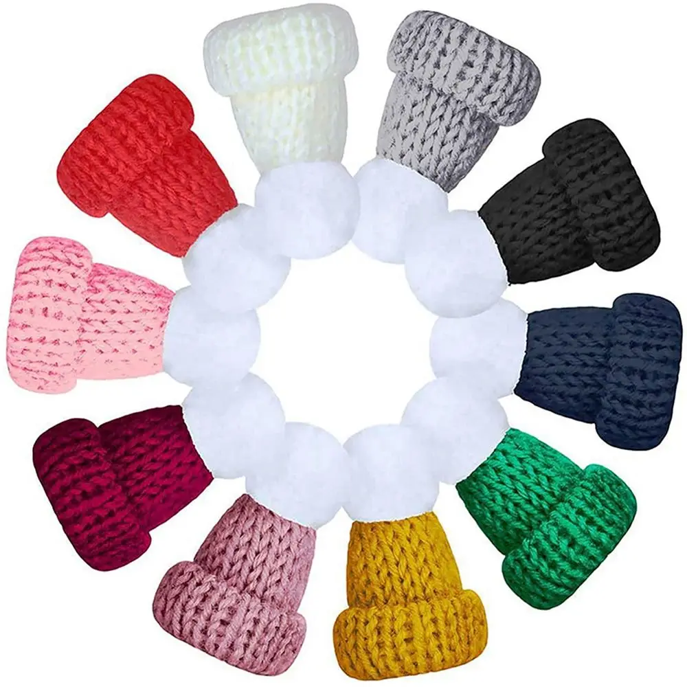 10pcs DIY Mini Knitting Hats Sewing Crafts Knitting Christmas Mini Knitting Doll Hats Ornaments Polyester Mini Wool Hat