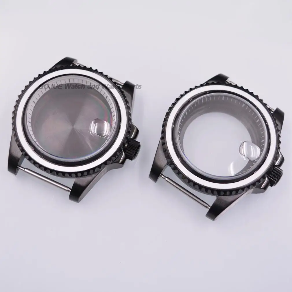 

40mm Watch Case Black/White Chapter Ring PVD Sapphire Glass Watch Parts for Submariner NH35 NH36 Mechanical Movement Accessories