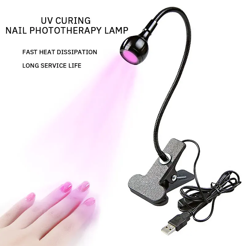 Gooseneck Nail Enhancement Lamp Usb Clip Desk Lamp 395 Nail Enhancement Light Nail Polish Uv Curing Violet Light