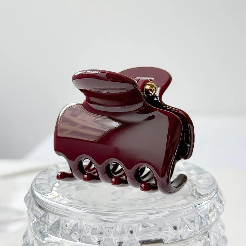 

Wine Red Acetate Hair Claw Vintage Small Shark Clip for Half Updo High Ponytail Fixing Korean Style Minimalist Hair Accessories
