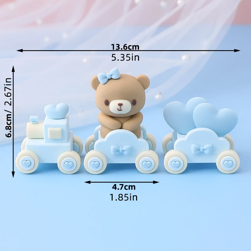 Rosa und blauer 3D-Bär-Kuchenaufsatz mit großem Regenbogen-Buchstaben für Babyparty, Bärendekorationen, Jungen und Mädchen, alles Gute zum Geburtstag, Partyzubehör – Detail 37