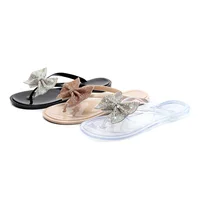 EOFK Sparkle Flip Flops Sandals for Women,Fashion Bow Rhinestone Thong Flat Slippers,Summer Casual Flip-Flops Shoes - Image 2