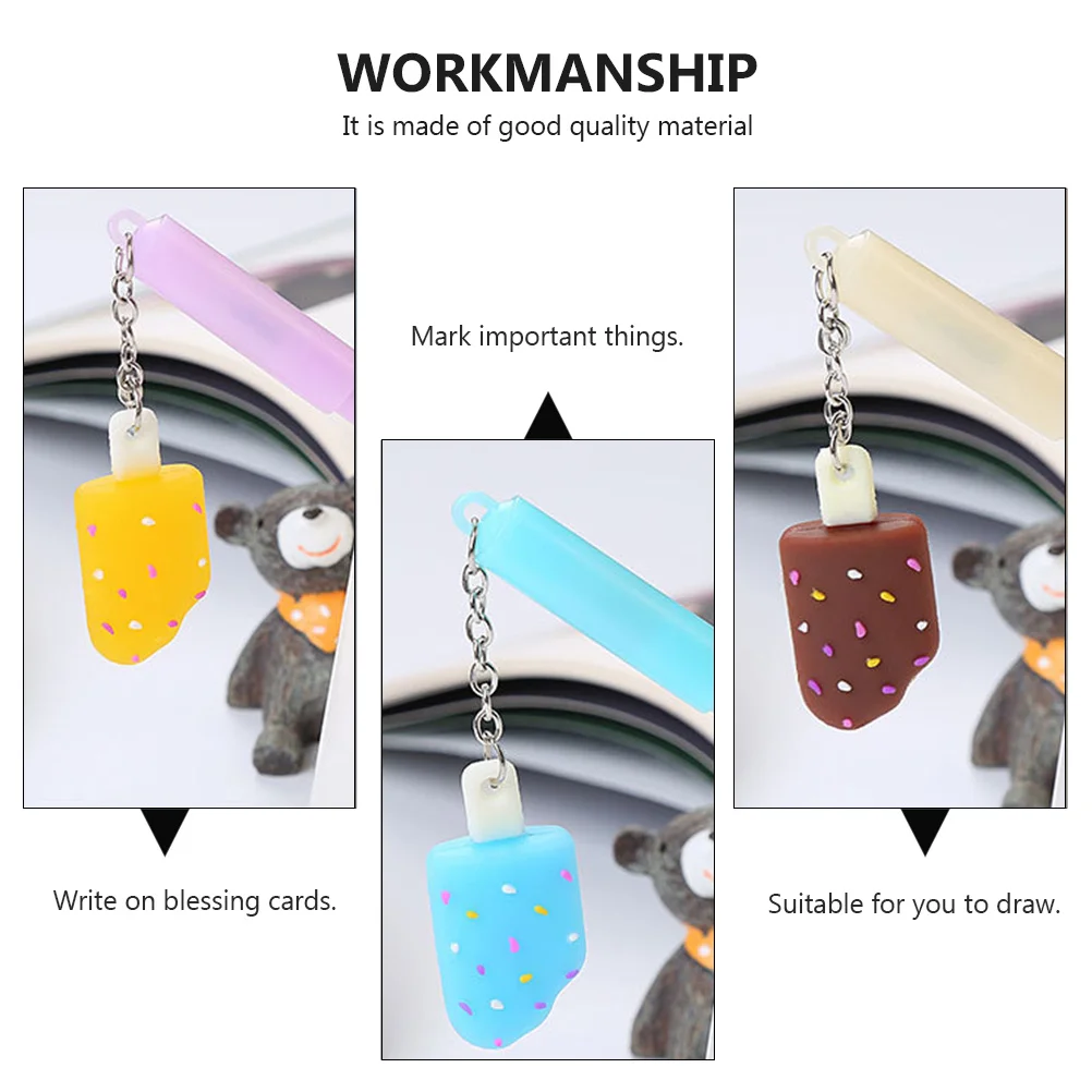 10Pcs Pendant Gel Pens Adorable Cartoon Style Long-Lasting Ink Smooth Writing Pens for Students Kids Teachers Office Signature