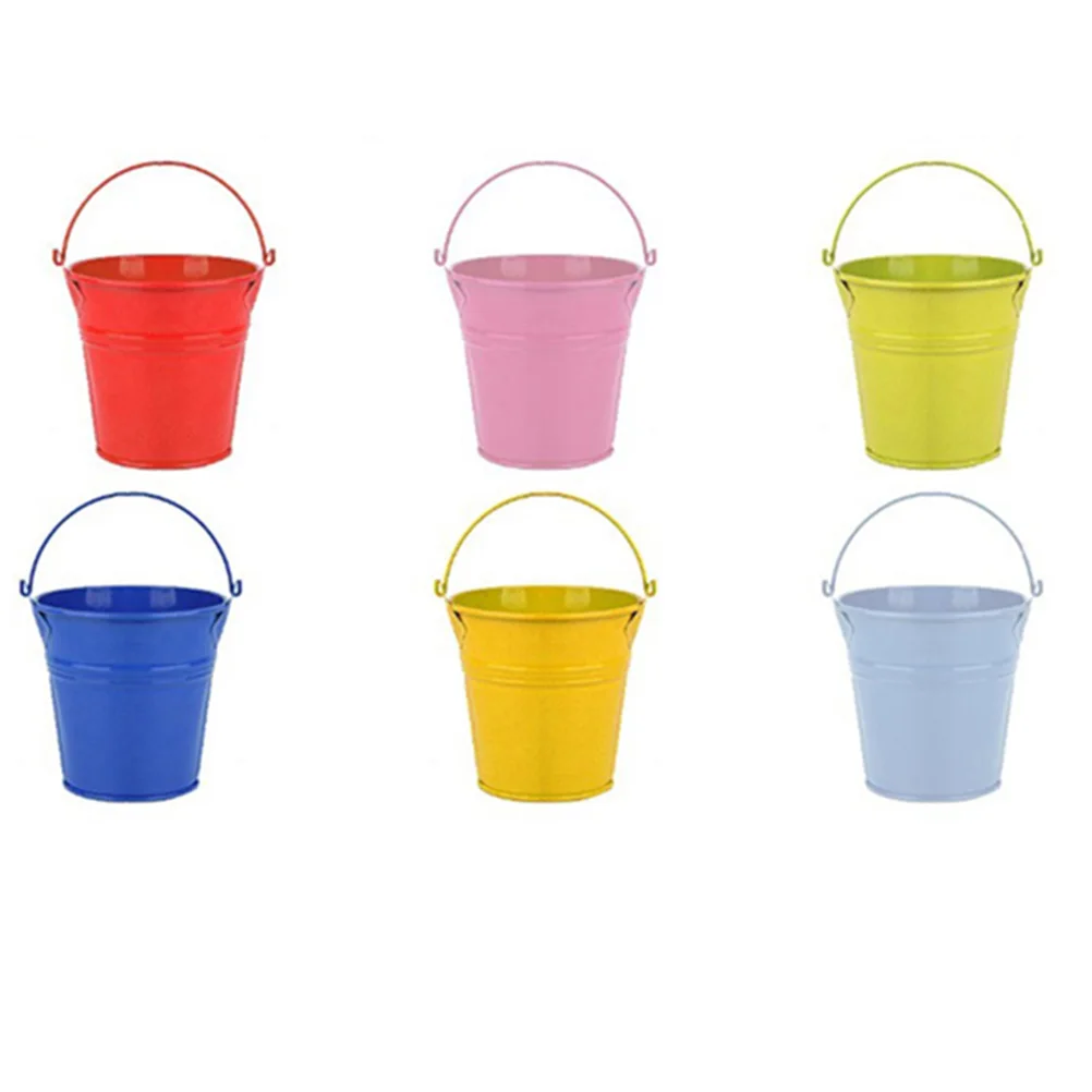 

6 Pcs Bright Color Iron Hanging Buckets Flower Pots Balcony Garden Planters Wall Decor Metal Baskets Outdoor Fence Baskets