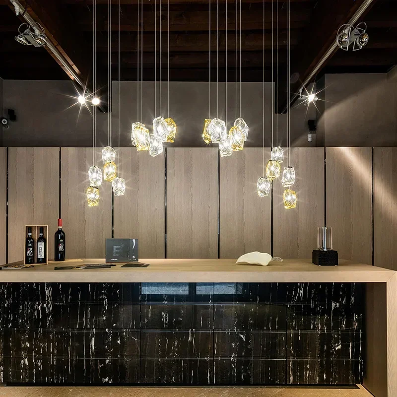 Postmodern Ice Cubes Crystal Glass Pendant Light,Hanging Restaurant Bedroom Bedside Kitchen Staircase Dining Room Home Decor