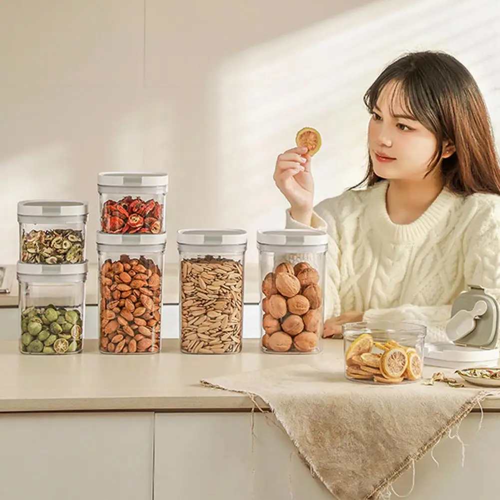 Food-grade Sealed Jar Reusable Durable Storage Container Kitchen Sealed Storage Box Set with Magnet Connection Airtight for Rice