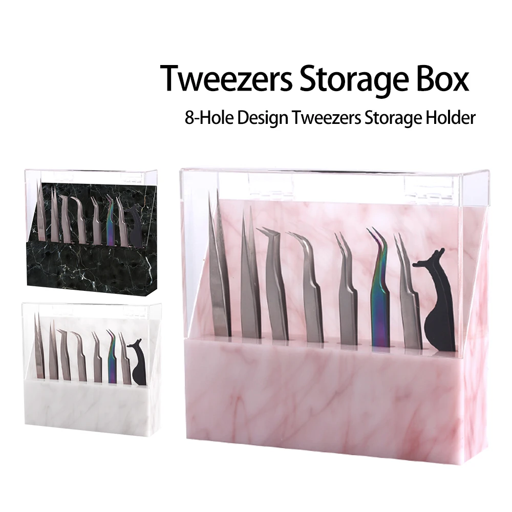 8 Holes 4 Colors Eyelash Tweezers Storage Holder Acrylic Convenient Durable Makeup Tweezers Organizer Rack for Eyelash Extension