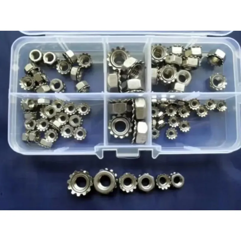 

Набор шестигранных зубчатых гаек из нержавеющей стали 304, 80 шт., M3 M4 M5 M6 M8