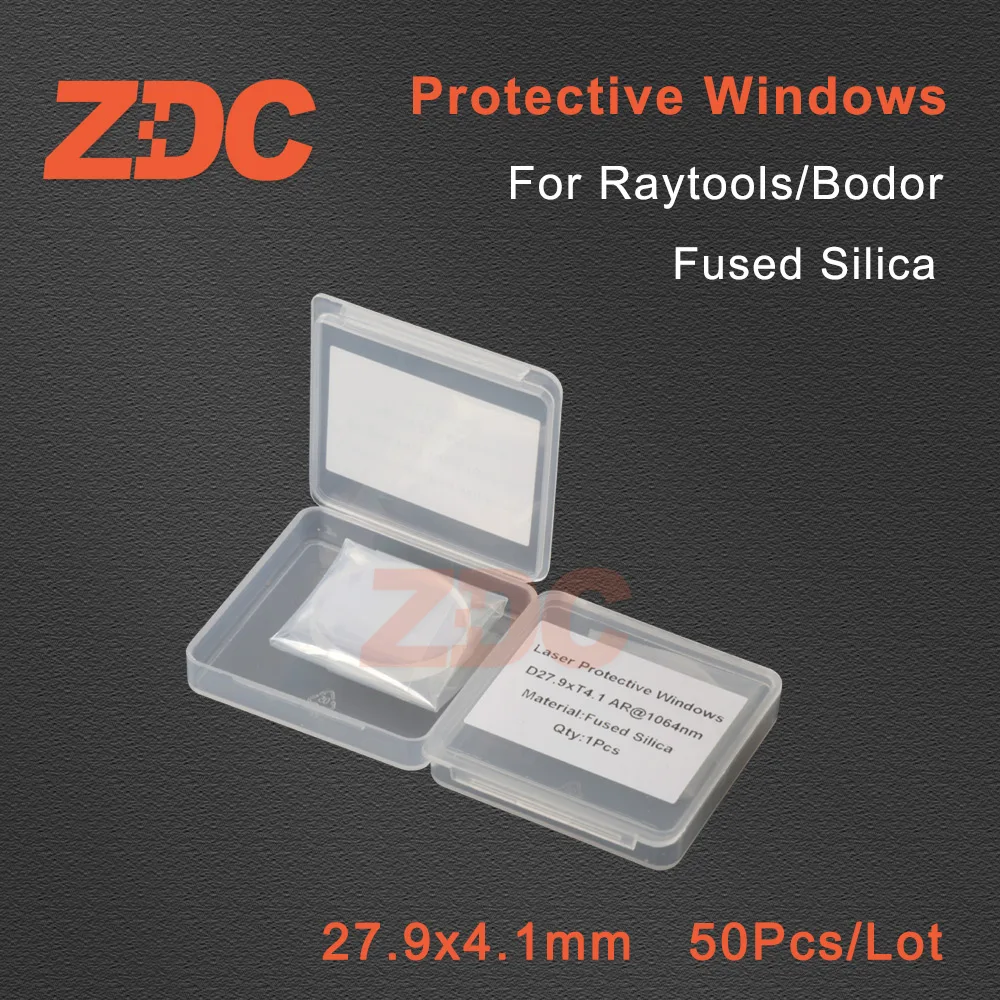 ZDC 50pcs/Lot Raytools Laser Protective Windows/Lens 1064nm 28*4/27.9*4.1mm For Raytools Bodor Fiber Laser Cutting Machine