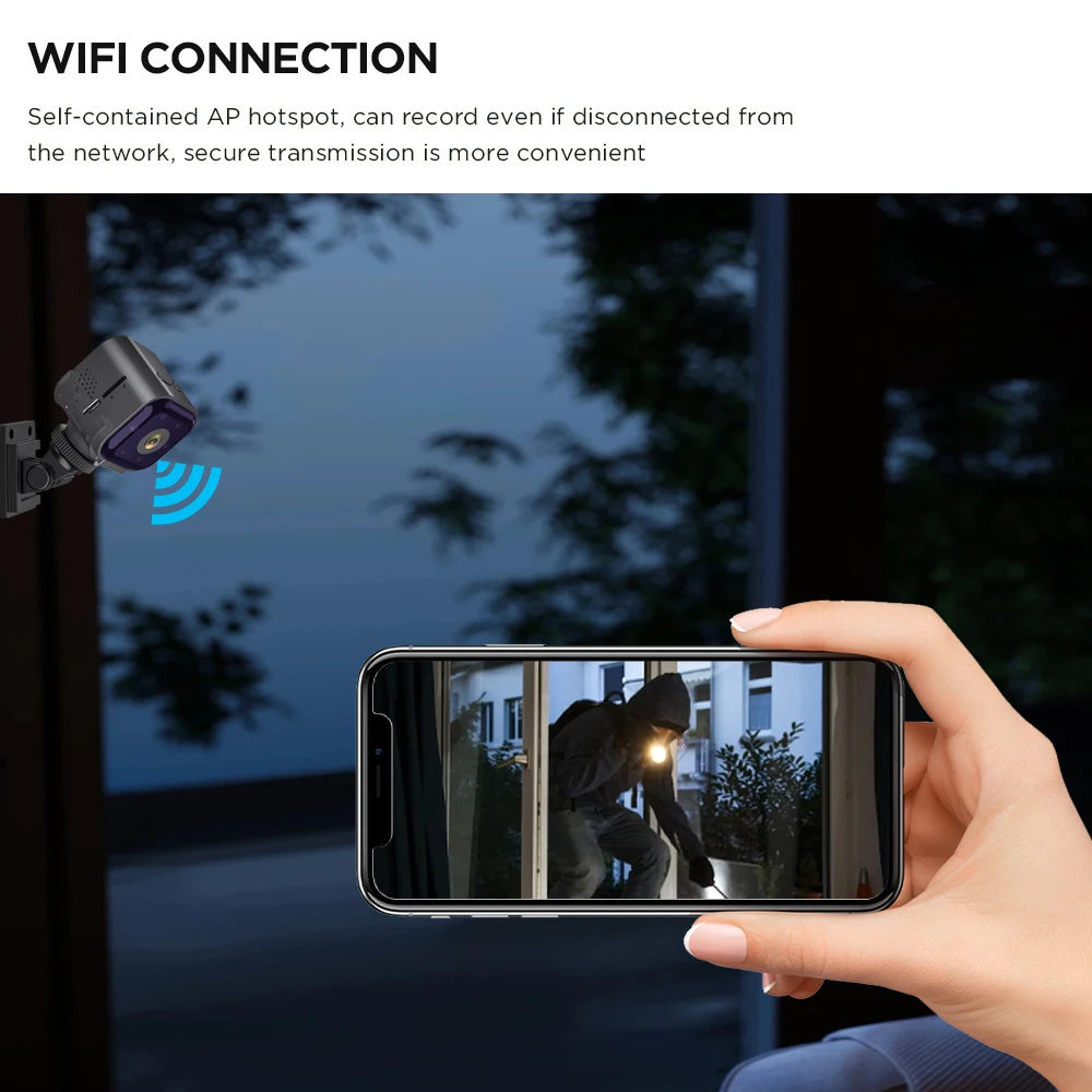 As03 1080P HD Smart WiFi Camera with IR Night Vision, Motion Detection 2-Way Audio TF Card Storage, AP Hotspot for Home Security