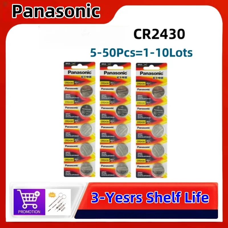 

5-50pcs Original Panasonic CR2430 Watch Buttom Battery DL2430 ECR2430 GPCR2430 CR 2430 3V Lithium Coin Cell Batteries