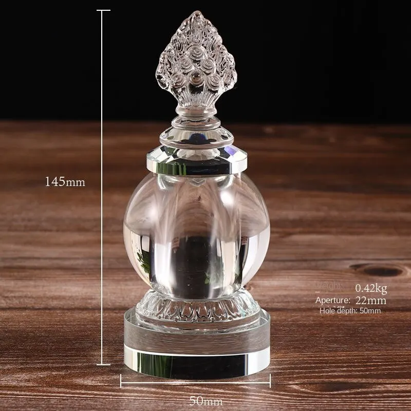 5.7inch Buddhist Supplies Crystal Stupa Nectar Pill Bottle Dagoba Decor