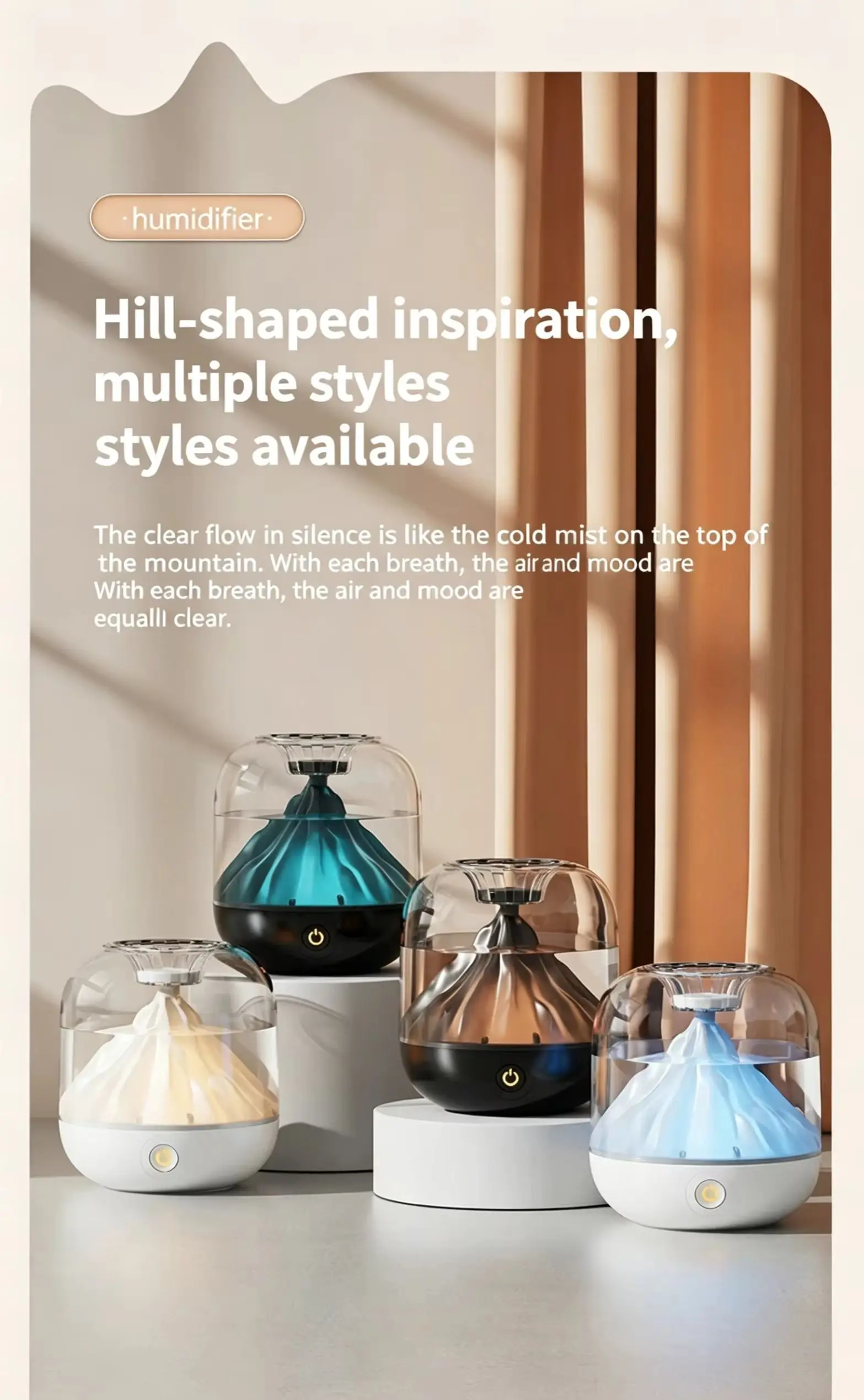 USB Charging Humidifier New Mountain Sleep Series Mini Desktop Large Mist Volume Home Air Purifying Humidifier