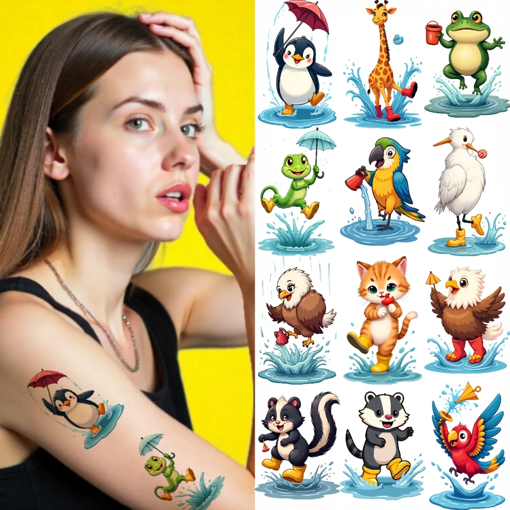 

28pcs Temporary Tattoo Cartoon Stickers Temporary Tattoo Stickers Animal Stickers Cartoon For Cheeks Shoulders Arms